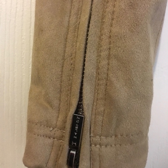 Halston Faux Suede Tan coloured bomber jacket Size 4 - Picture 4 of 6